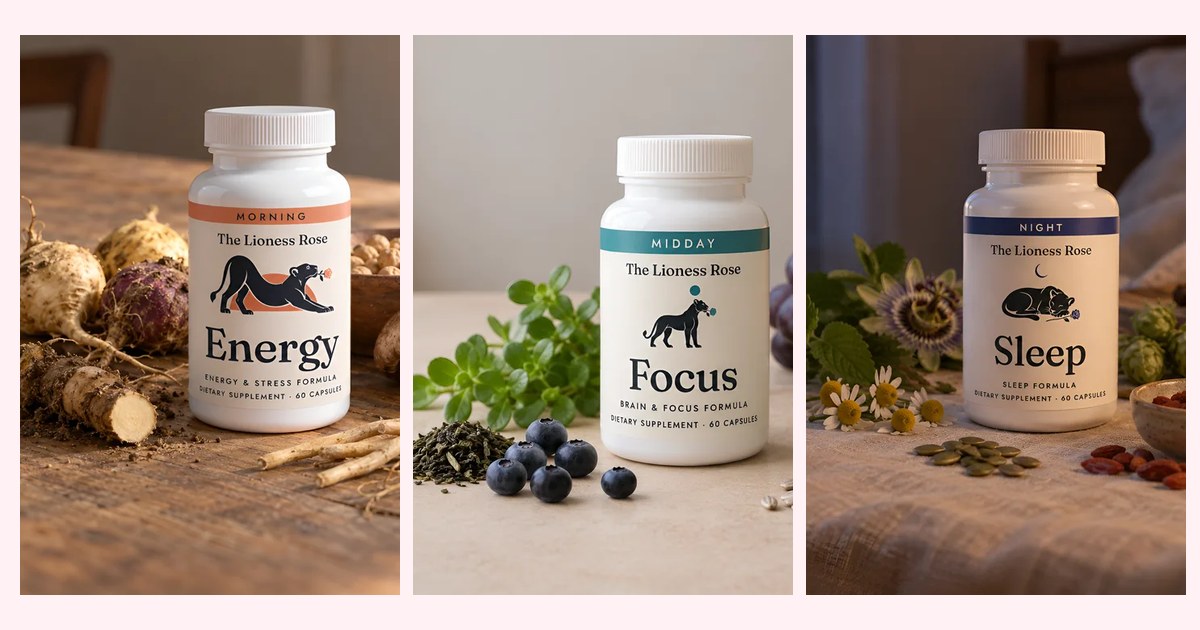 The Energy, Focus and Sleep bottles, each among the natural sources of its ingredients