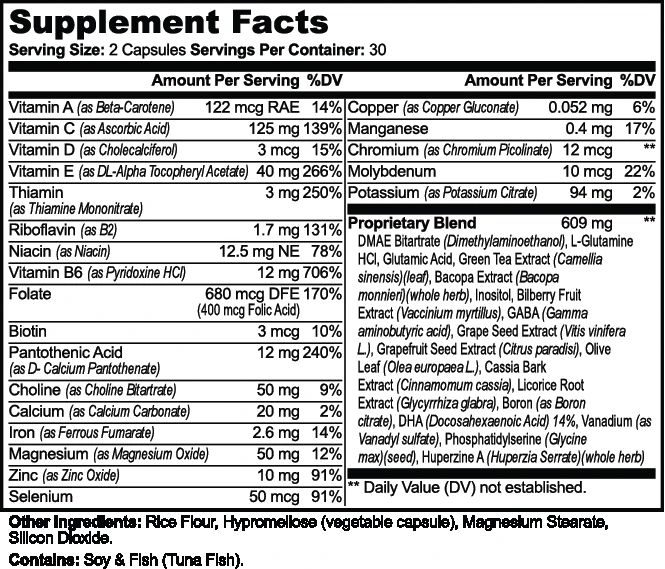 The Supplement Facts panel of Focus