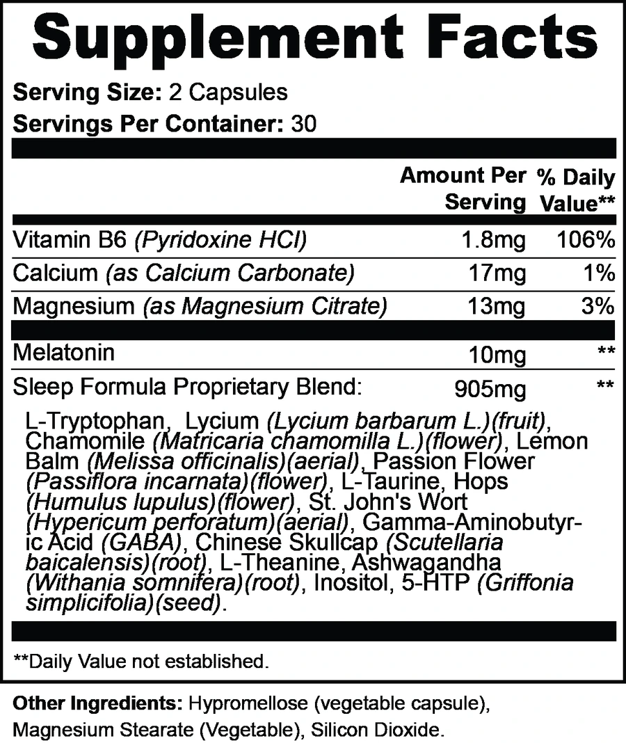 The Supplement Facts panel of Sleep