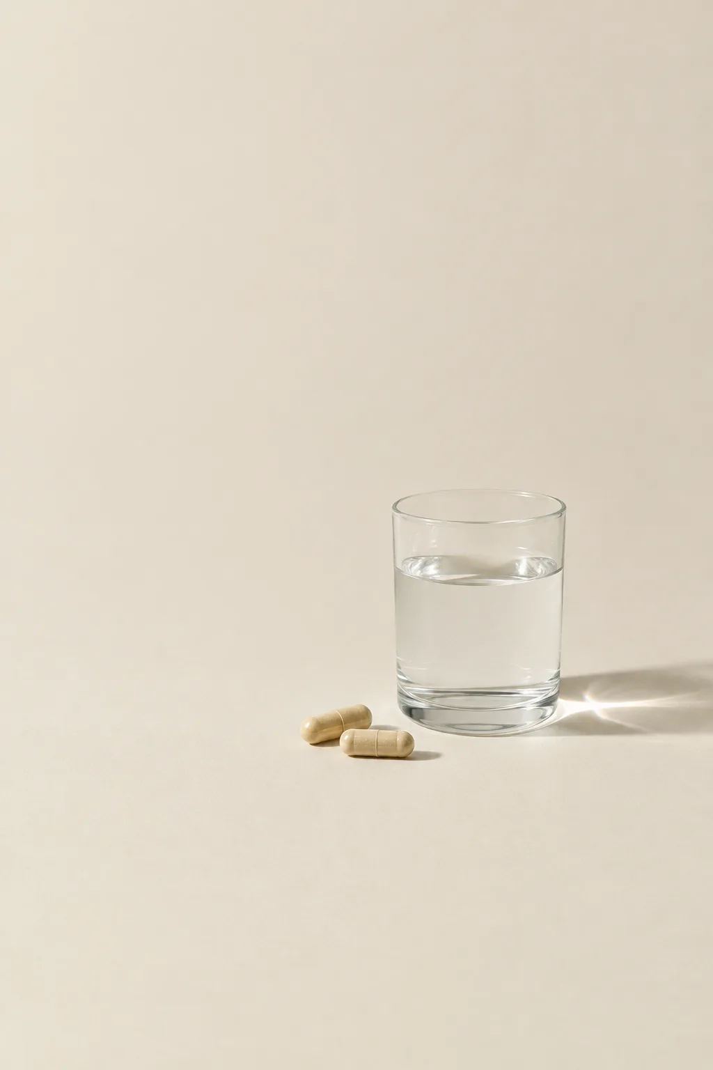 Two capsules with breakfast.
