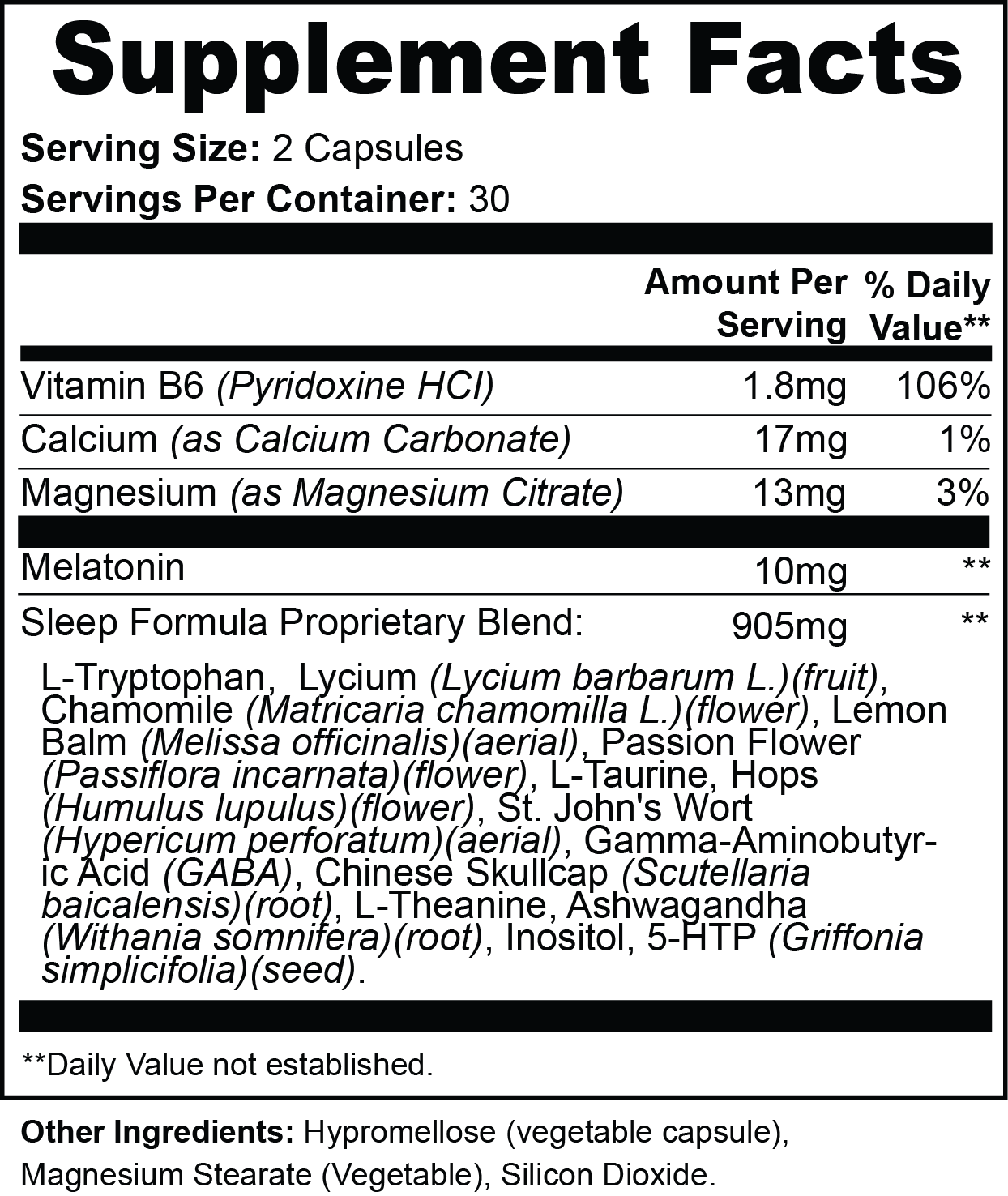 The Supplement Facts panel
